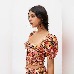 For Love And Lemons Orange Floral Blouse